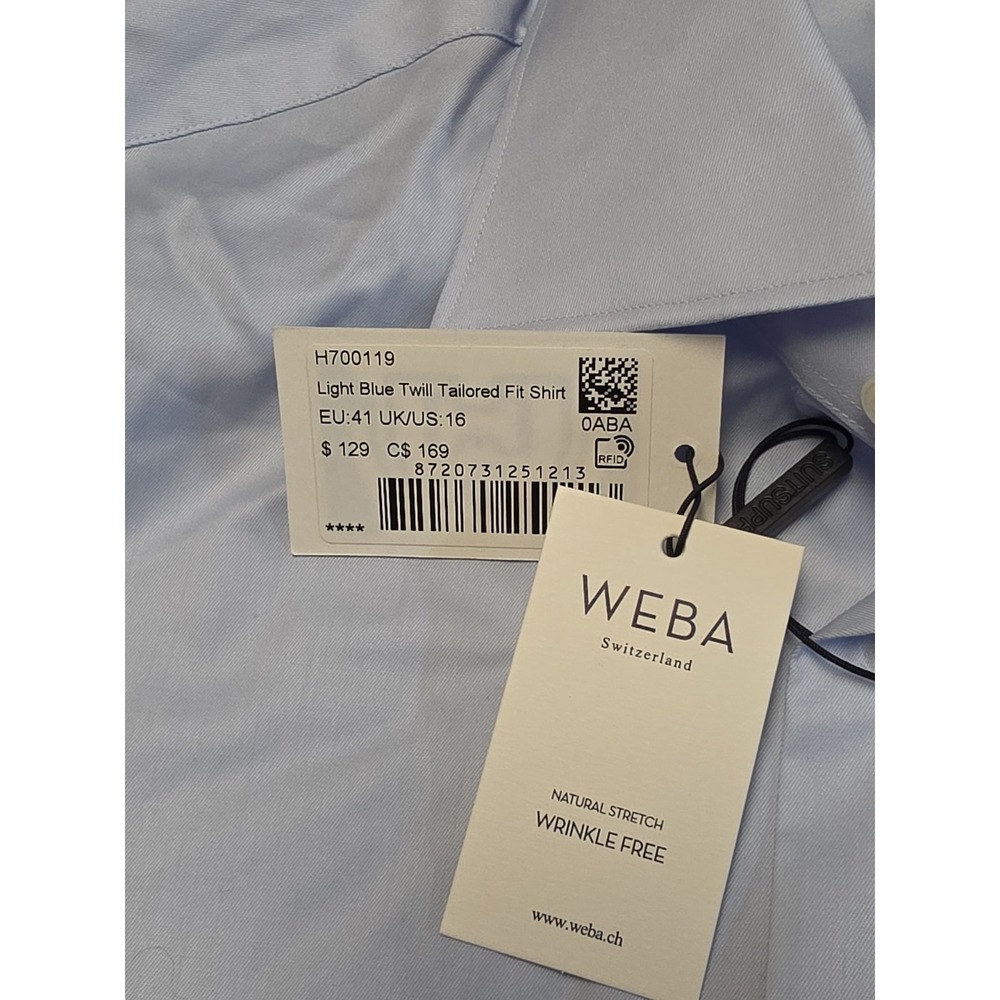 Suitsupply Shirt Men 16 41 Light Blue Twill Tailored Fit Button Up Long Sleeve - Picture 10 of 10